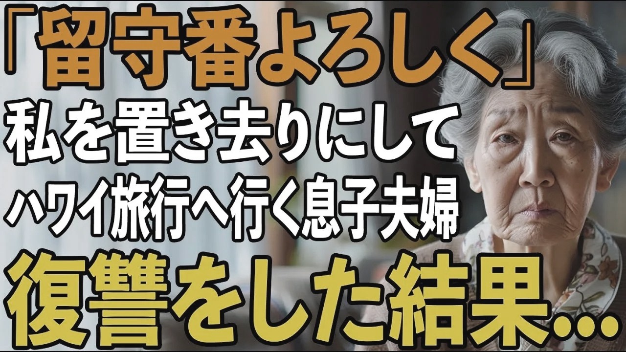 「家でお留守番よろしく」家族旅行で私だけ偽の集合時間を教え、置き去りにする息子夫婦。スマホを確認すると”信じられない事実”が発覚→復讐した結果...【シニアライフ】【60代以上の方へ】