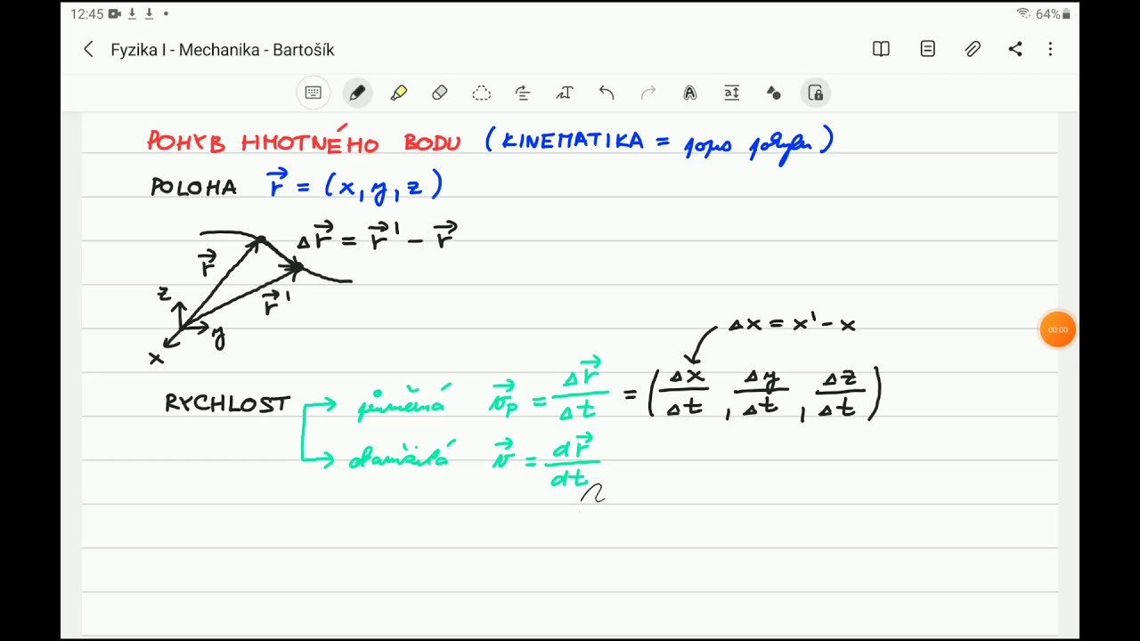Fyzika I/02 Pohyb hmotného bodu (kinematika)