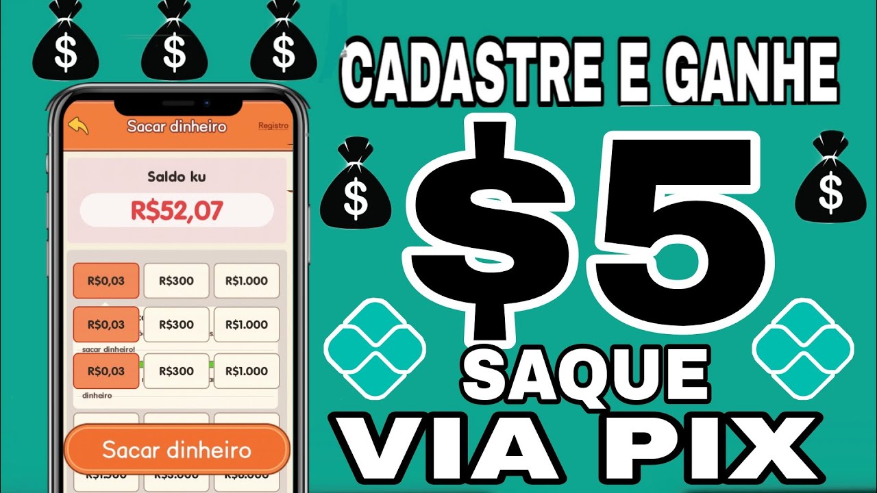 GANHAR NO CADASTRO $5 Saca na Hora! APLICATIVO PARA GANHAR DINHEIRO VIA PIX 2022