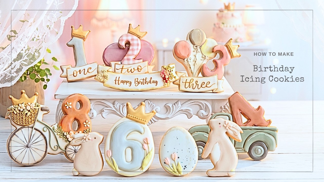 Birthday Icing Cookies: Illustrated Style】Birthday Gift - YouTube