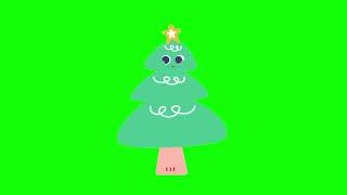 Новогодние игрушки, гирлянды, елки на зеленом фоне