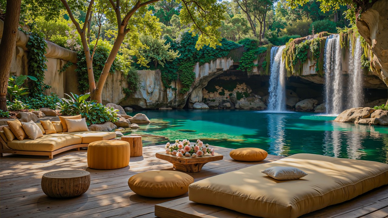 Smooth Jazz with Natural Ambience 🍃 Calm Outdoor Coffee Shop Jazz at a Forest for Relaxation