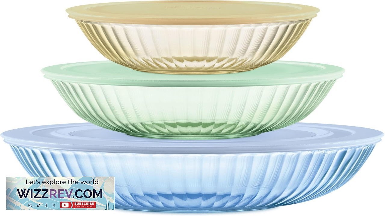 Pyrex Colors Tinted (3 Pack Full Set) Sculpted Tinted Glass Mixing Bowls