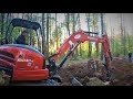 Kubota KX 040-4 Tackling A Big Stump