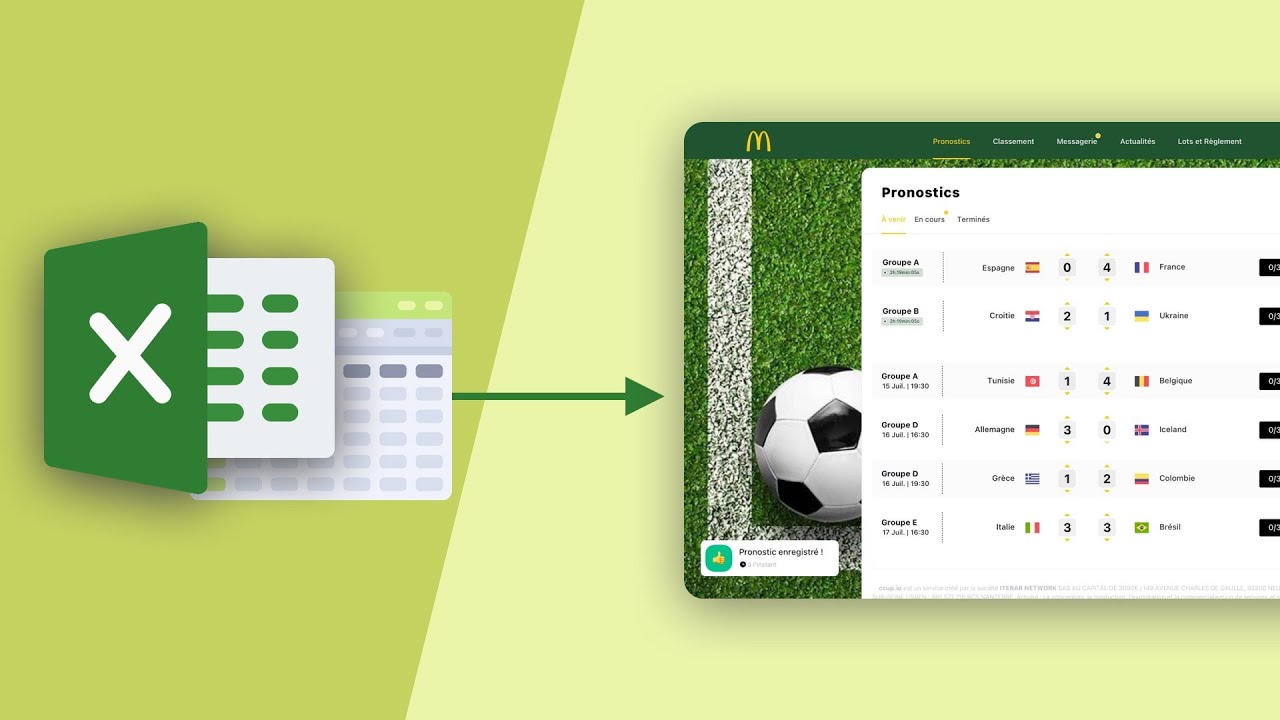 L'avenir des concours de pronostics entre collègues: passer de Excel à ccup.io