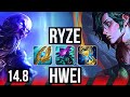 Ryze vs hwei top  comeback legendary 15415 500 games  kr master  148