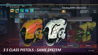 No Man's Sky - 2 S Class Experimental Pistols & 1 S Class Alien Pistol Multitools, Same System
