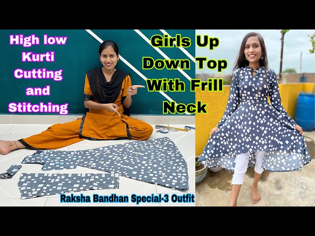 High Waist Side Cut Kurti | Frock style, Organza dress, Short frocks