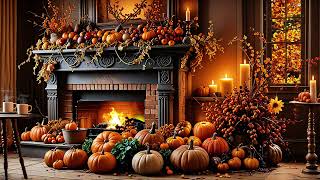 BEAUTIFUL FALL VIBES: Pumpkins, Fireplace , Peaceful Piano and Cello | 4K screenshot 1