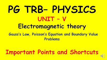 PG TRB PHYSICS |UNIT 5|Electromagnetic theory|Gauss’s Law|Boundary Value Problems|Poisson’s Equation