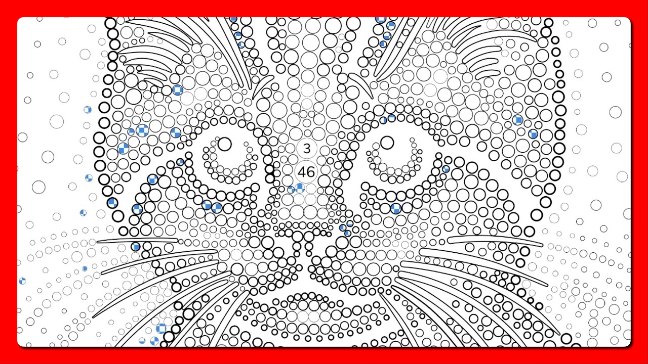 Color by Number Rainbow Cat Illustration Made of Colorful Dots Modern Art Zen Color #coloringbook