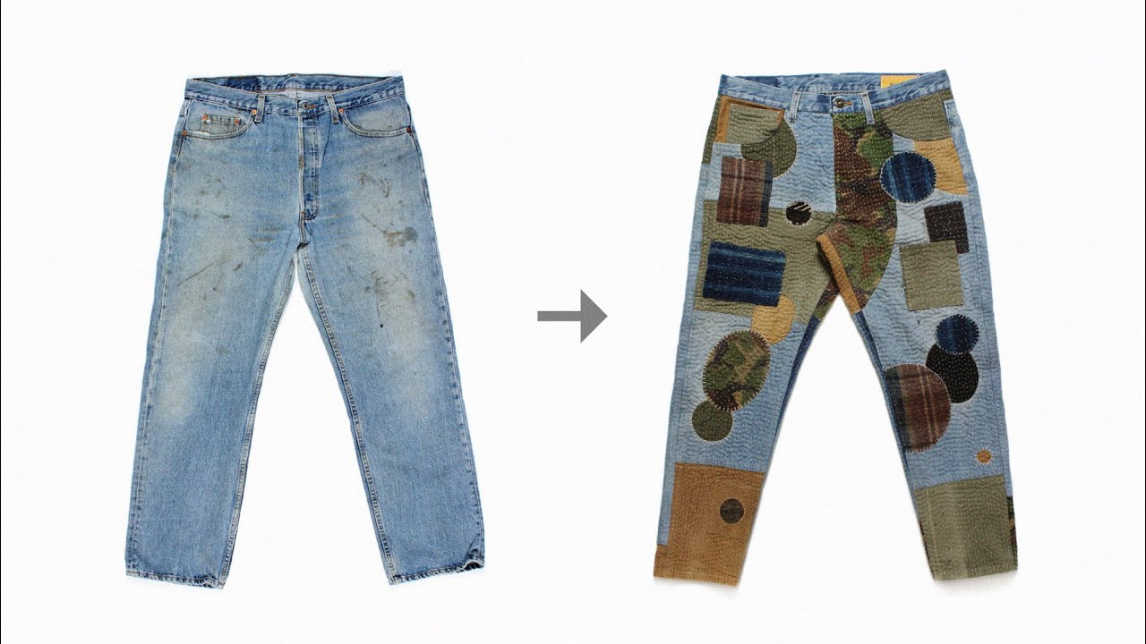 Patchwork Denim Pants / 