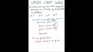 Calendar in UPSC CSAT 2022 🗓️|What day is it on 5 June 2099?🧐 #mathtricks #csatreasoning #govtjobs