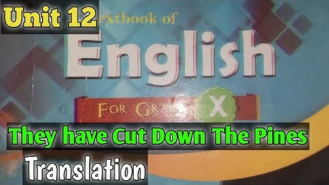 Unit 12 They have Cut Down the Pines By Mary Lisle Translation Class 10th English Kpk Textbook