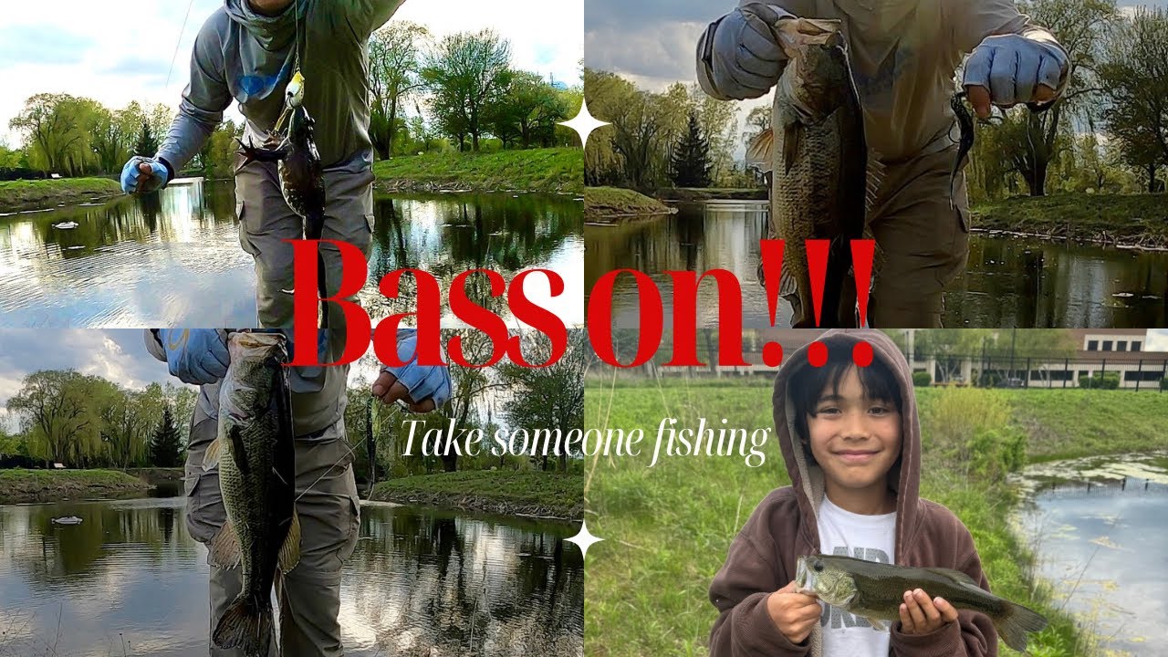 Bass fishing with my son in Illinois!!