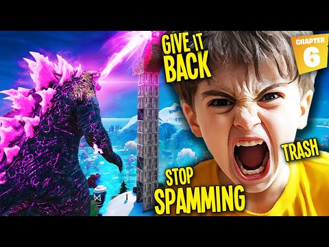 STEALING *NEW* "GODZILLA BOSS" From ANGRY KID on Fortnite (Fortnite Trolling)
