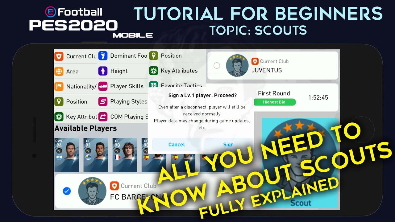 Scouts PES Mobile | Explained - Beginners Tutorial Tips and Guide Pt. 1 