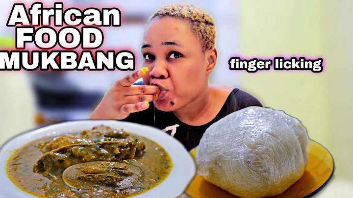 oat fufu with seafood okro soup mukbang |finger licking|  African food mukbang