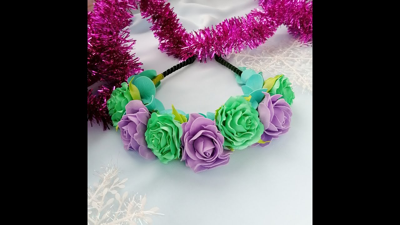 Цветочный обруч мятно-сиреневый. Mint lilac Flowers head Wreath. Flowers crown 💐💐💐