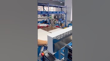 Paper bag ribbon pasting machine.It also spray top and side glue. #paperbag  #ribbonpastingmachine