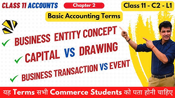 Business Entity Concept, Event, Capital, Drawing| Basic Accounting Terms| Class 11|Chapter 2| Part 1