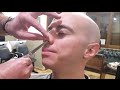 Italian Barber Head Shave with Nose and Eyebrows hairs trimming - ASMR no talking