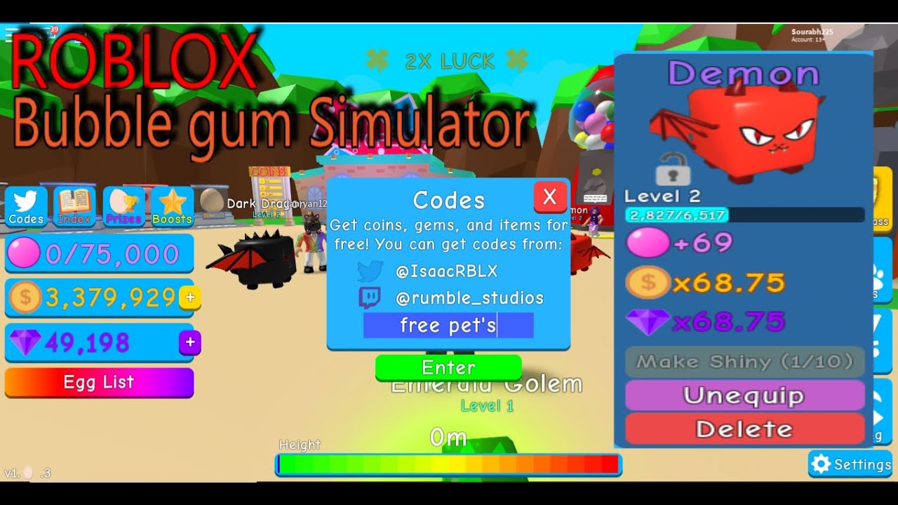 All Working Codes In Roblox Bubble Gum Simulator April 2020