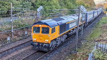 GBRf 66306 "SCS Logistics" works 4E04 & 801207 "Darlington" on 1E20 at Benton Farm Bridge 29/10/2025