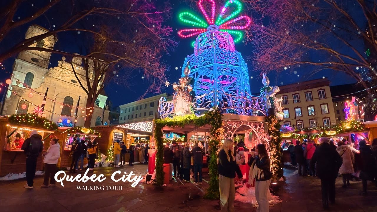 Quebec City, Kanada | Targ German CHRISTMAS | Spacer po Mieście 4K