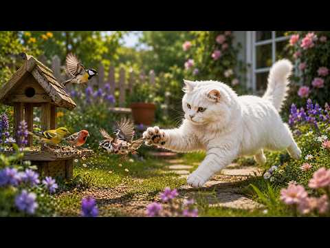 Uninterrupted Birds 😻TV for Cats 😻6 Hours of Birds 🐦 and Squirrels 🐿Feeder Uninterrupted CatTV ‪