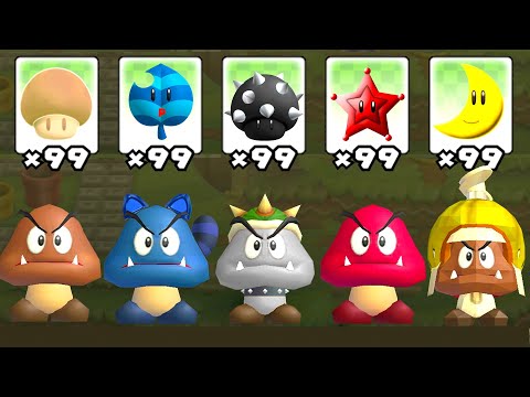 What if Goomba use All Power Ups in New Super Mario Bros. Wii