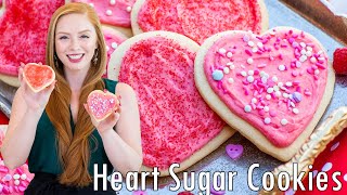 Valentine's Day Heart-Shaped Sugar Cookies | with Raspberry Buttercream!!