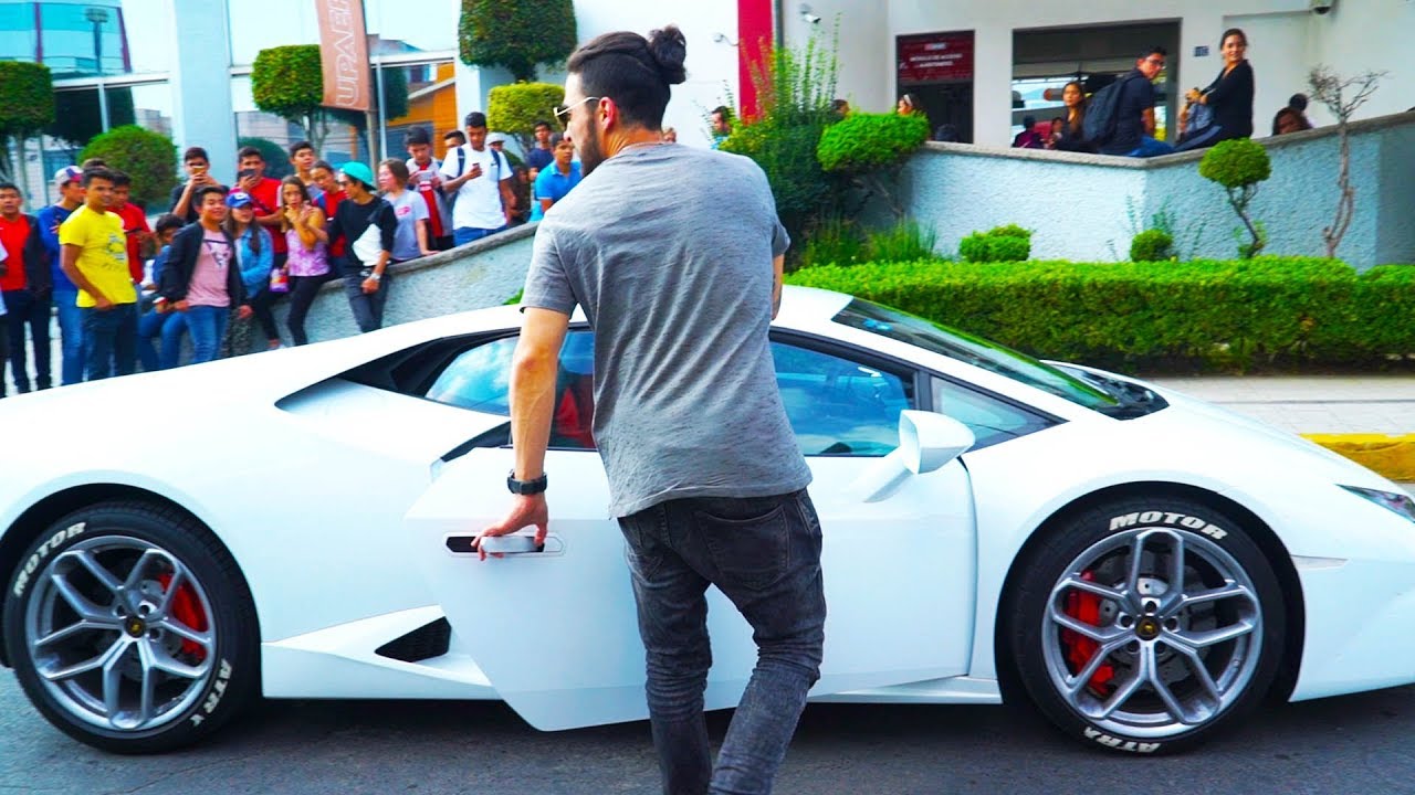 Picking up MY SISTER from her school in a LAMBO! - YouTube