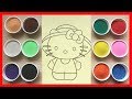 Đồ chơi trẻ em TÔ MÀU TRANH CÁT mèo HELLO KITTY đội nón | Colored Sand Painting (Chim Xinh)