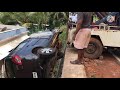 Car Accedent  Recover by mobile Crane