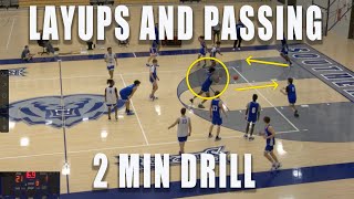Basketball Drill for Passing and Layups  2 Min Drill
