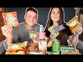 TRYING SNACKS FROM AROUND THE WORLD!! | HONEYBUN | 2X SPICY NOODLES | ROSE MILKSHAKE | CHILLI SWEETS