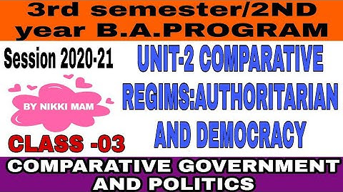 BA Prog 3rd Sem | Class-03 | Unit-1 Comparative Govt & Politics | Comparative Regims Authoritarian