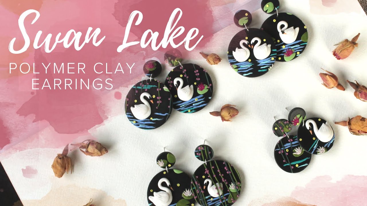 Swan Lake Earrings | Polymer Clay Slab Tutorial