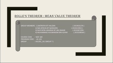 ASSESSMENT 3 ( MAT 183 ) - Rolle’s Theorem : Mean Value Theorem