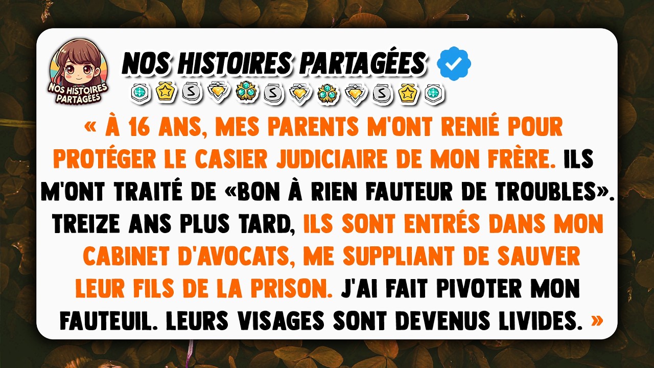 À 16 ans, mes parents m'ont renié pour protéger le casier judiciaire de mon frère. Ils m'ont traité