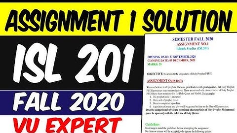 ISL201 Assignment 1 Solution Fall 2020 | ISL201 Assignment Solution 2020