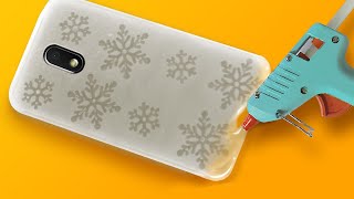 DIY:  Hot GLue  Frosted Snowflakes Phone Case