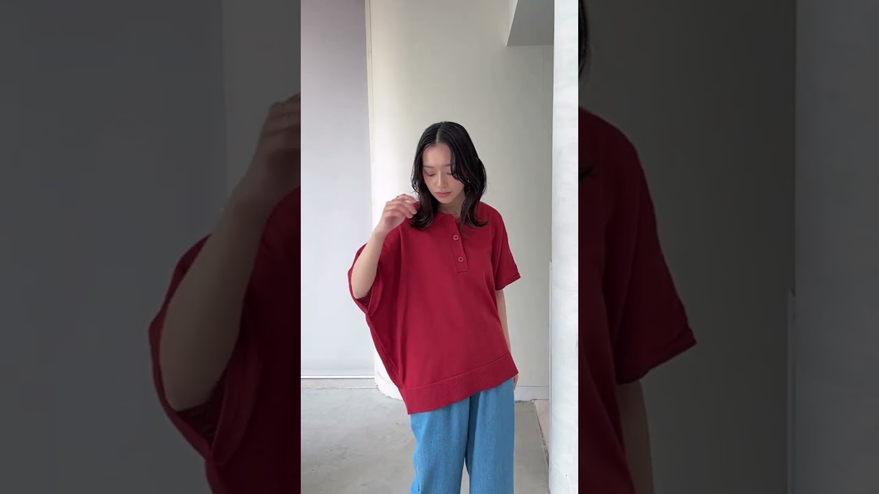 今だけお値下げ中　yori マリンドットパフポロニット セットアイテム】ポロ襟ワイドリブベアSETモヘアニット(ニット