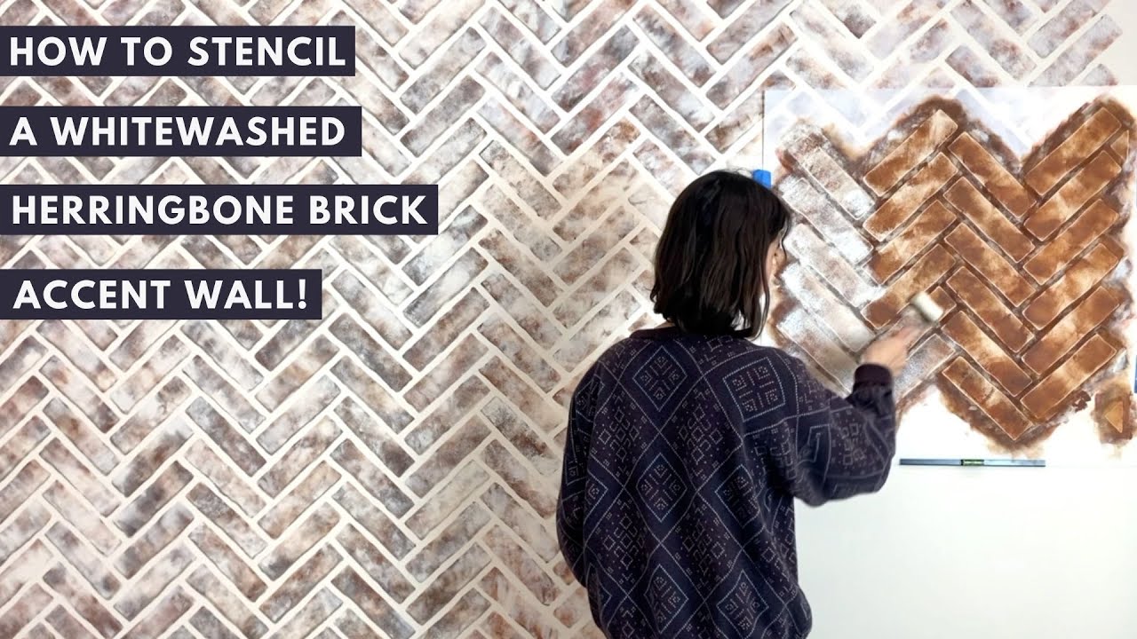 Colorful Modern Herringbone Wall Stencil Paint Your Own Custom