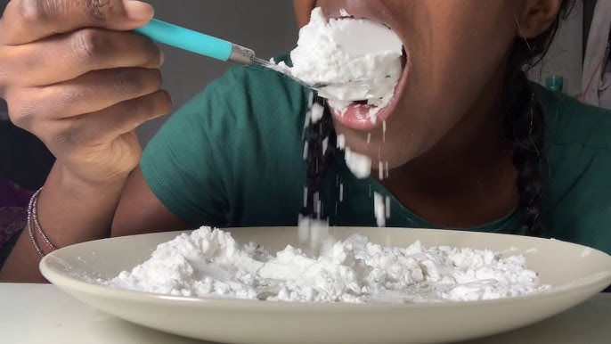 Eating Cornstarch Chunks ASMR Sounds 