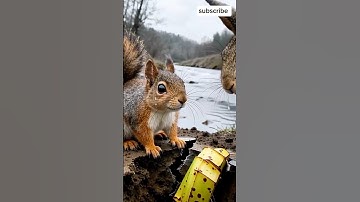 The squirrel saved the banana plant from drying out by watering it |#ai #tree#plants #save #squirrel