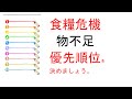 優先順位を決めて食糧危機に備えましょう。