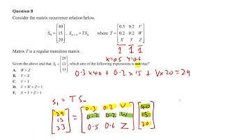 Transition Matrices - Part 1 Exam Examples