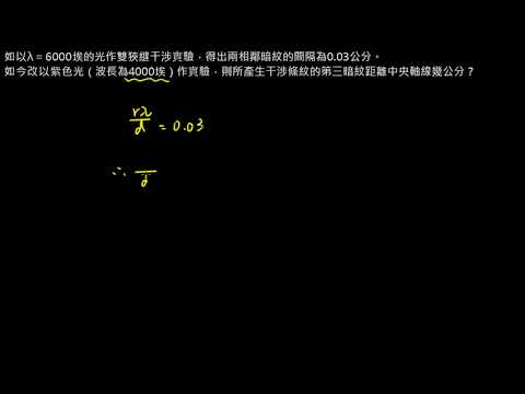 物理光學【例題】04 雙狹縫干涉公式練習